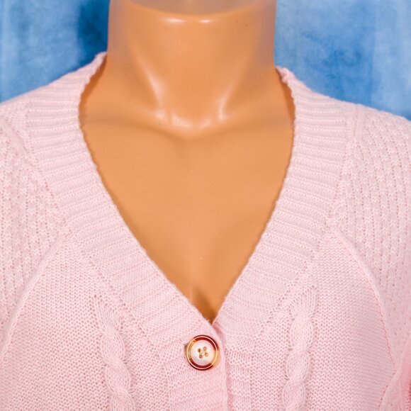 Pretty in Pink Polyester Cardigan Sweater Size S - Picture 2 of 3